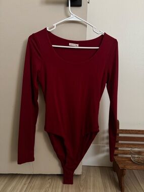 Heart Hips Deep Red Scoop Neck Bodysuit